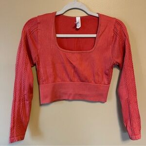 Aerie Watermelon Long Sleeve Crop Top